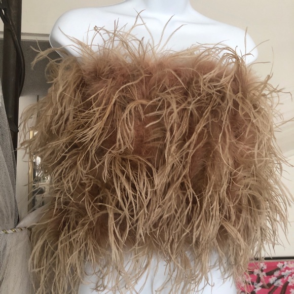 🎉 New 100% Real Ostrich Feathers Crop Top - Picture 3 of 17